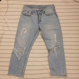 Levi’s woman’s 501 CT size 24 distressed denim